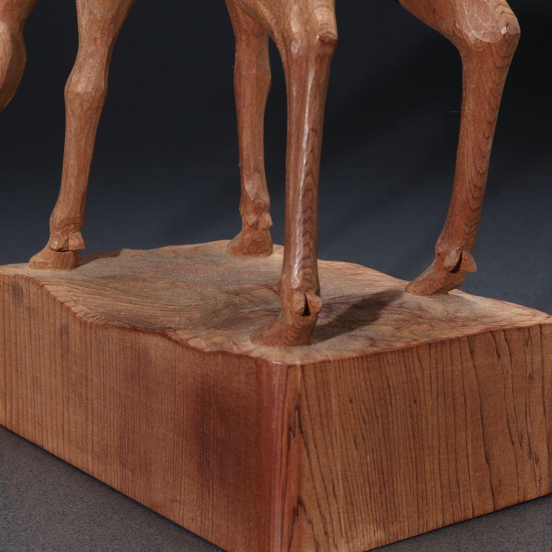 木彫　鹿　一刀彫　公山　箱入り　R1677