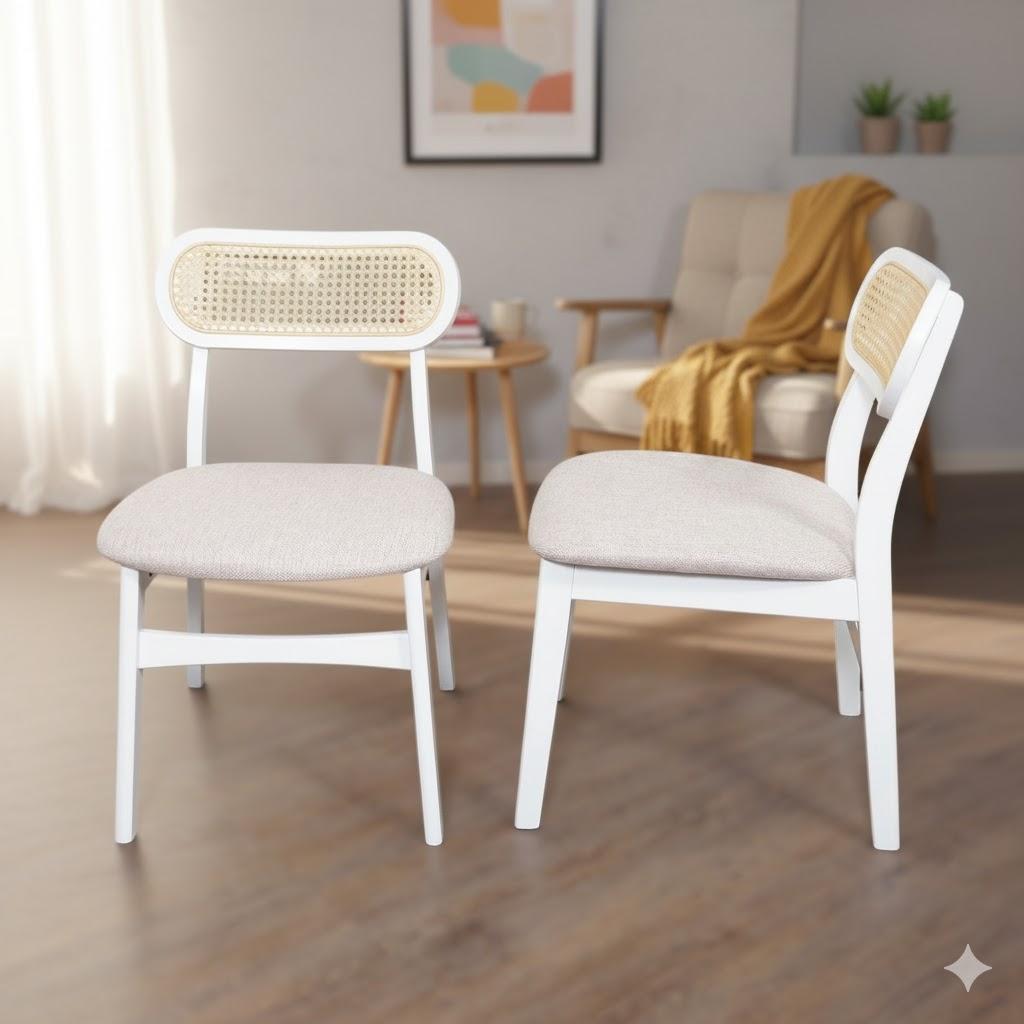 【新品・未使用】　 チェアー　ダイニング椅子　イス　２脚セット ラタン調