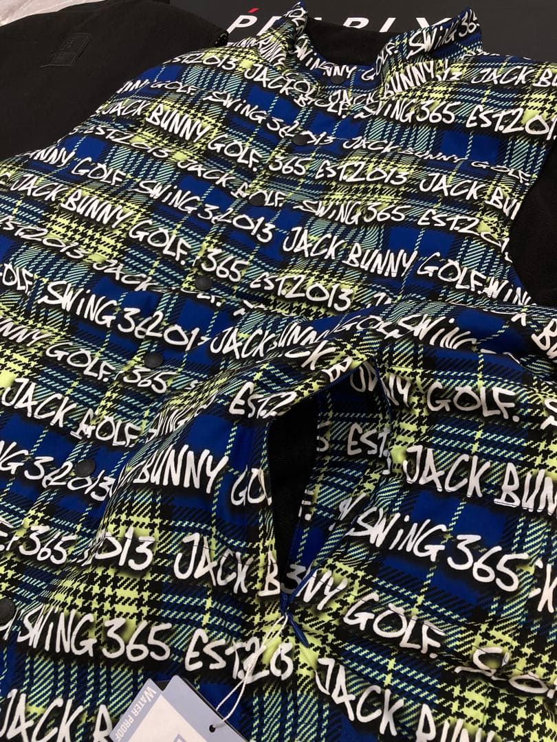 新品 パーリーゲイツ ジャックバニー リバーシブル中綿ベスト(6)LL/ライム