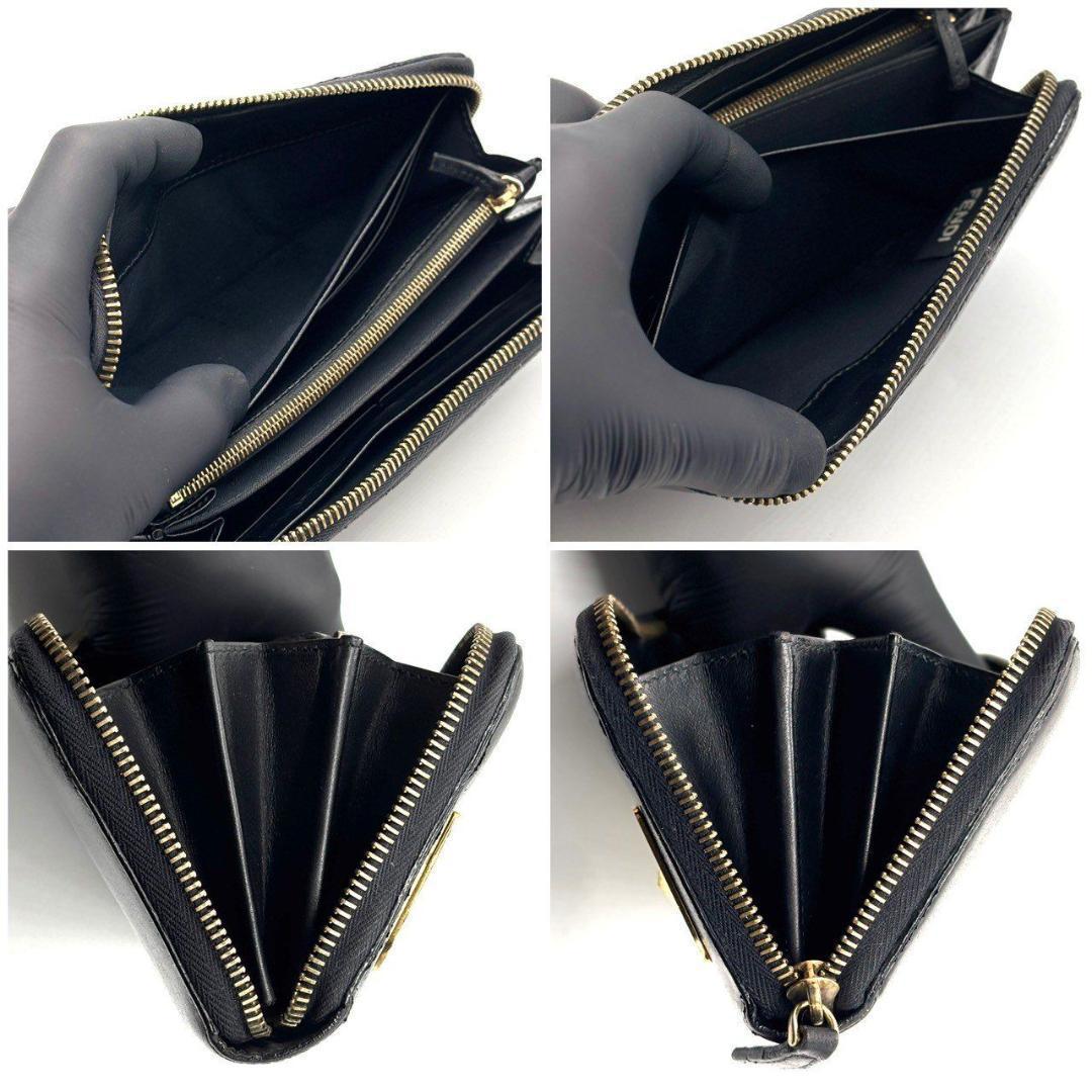 ま*ん様 フェンディ　バグズアイ モンスター 長財布 ラウンドファスナー カーフ