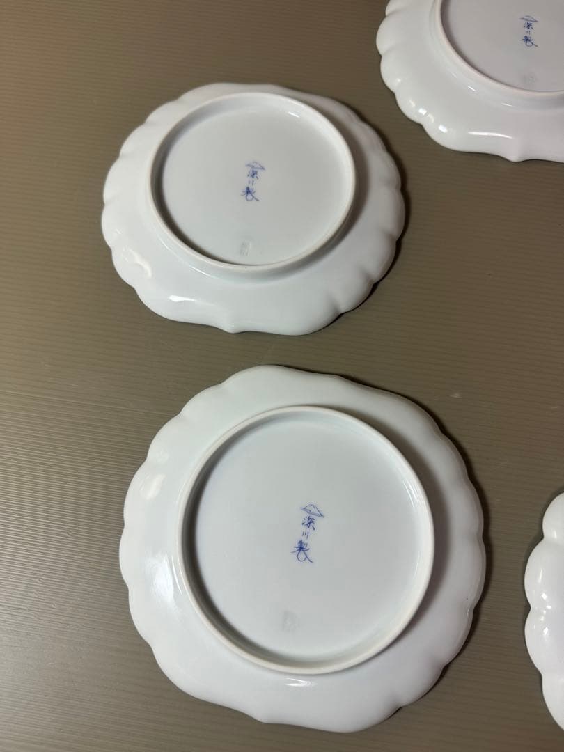 2727 深川製磁 六歌仙 菊中割和皿揃 5客　未使用