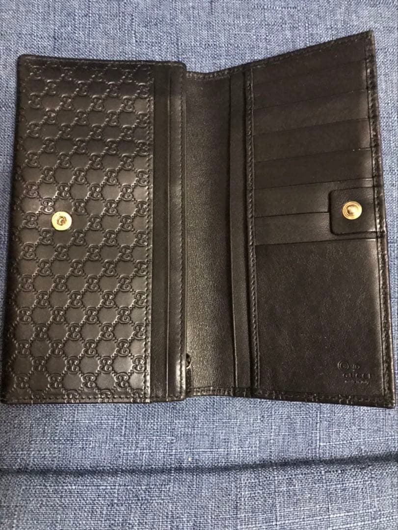 マイクログッチシマ シマレザー ロングウォレット 二つ折り財布 449396