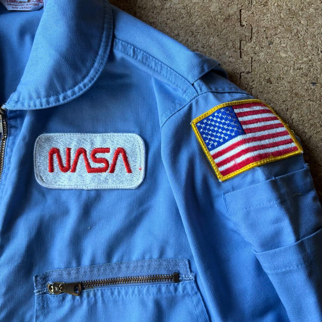 80sビンテージUSA製【NASA・ジャンプスーツ・つなぎ】水色