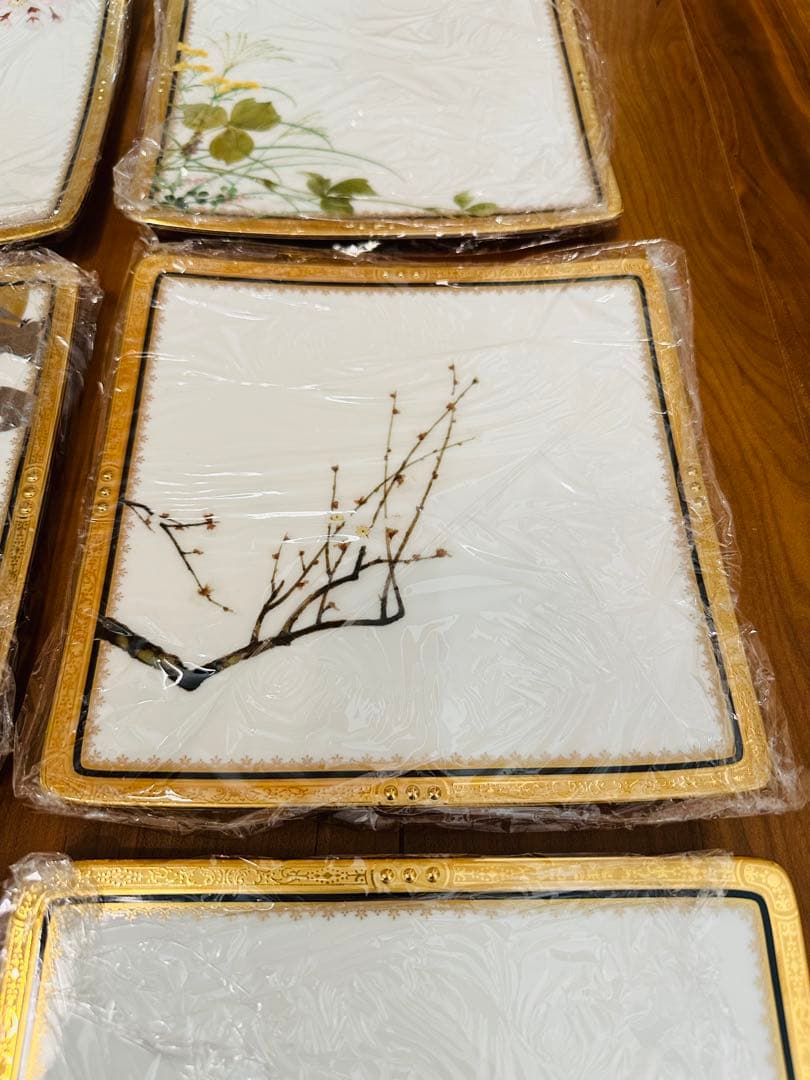 ノリタケ　四季彩舞曲 21cmスクエアプレート揃（絵変り6枚）