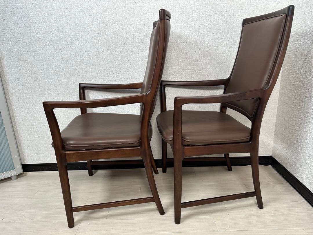展示品 オカムラ アームチェア ダイニングチェア 2脚セット ブラウン ※i1※