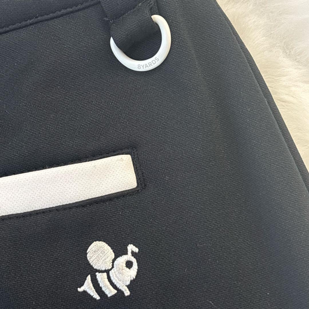 【美品】 ハチヤーズ 8YARDS スカート ゴルフウェア 黒×白 L 裏起毛