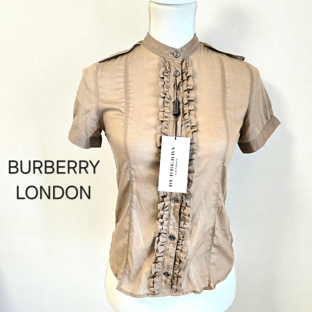 タグ付未使用 BURBERRY バーバリー ブラウス シャツ シフォン 半袖 S