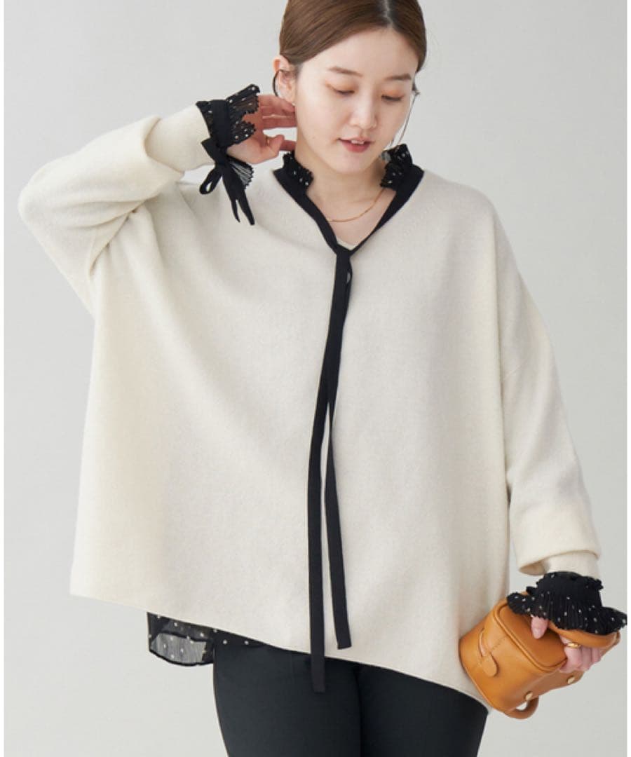 美品✨IENA 24AW Fine ニュージーウール ニュアンスVプルオーバー