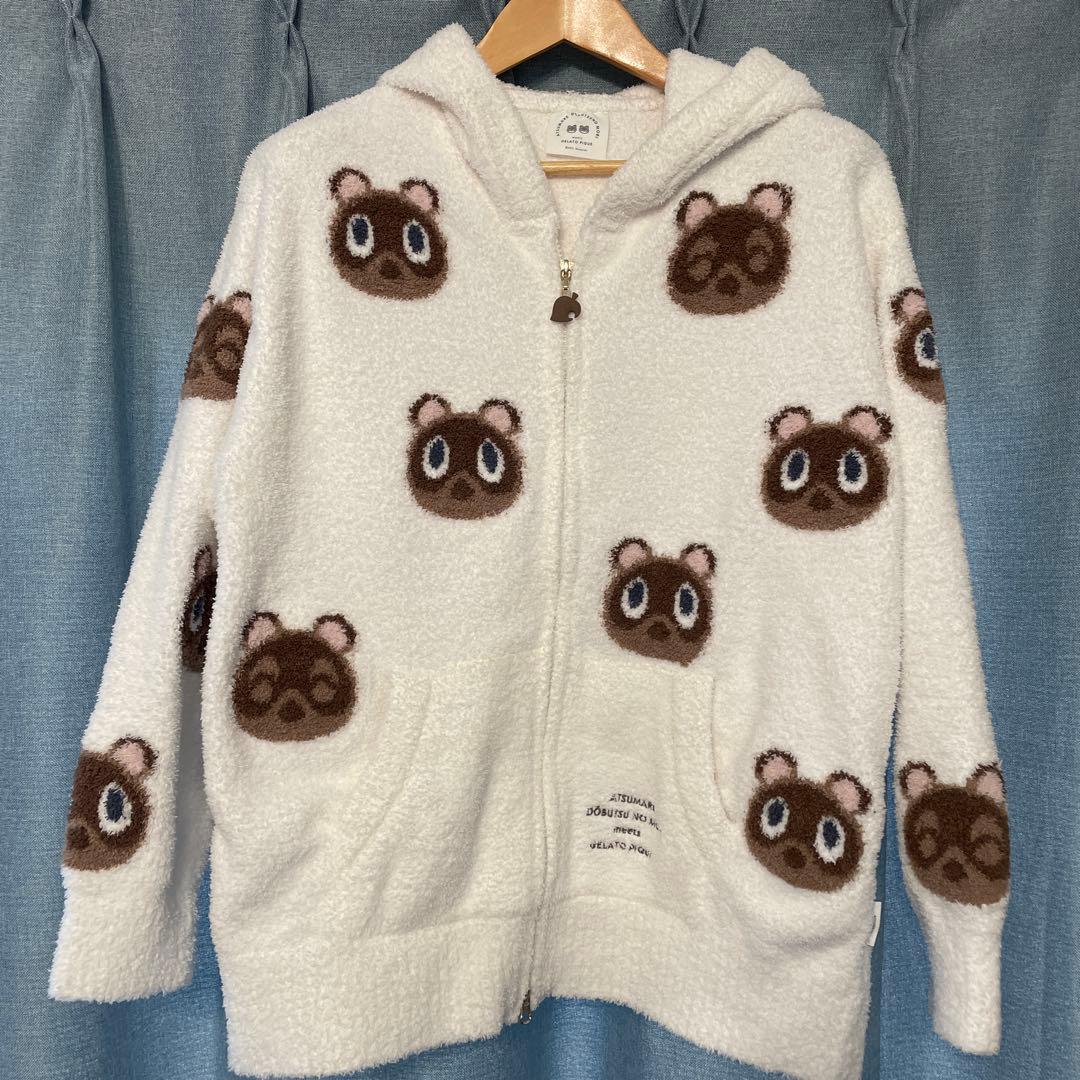 ジェラートピケ　つぶまめジャガードパーカー　あつまれどうぶつの森