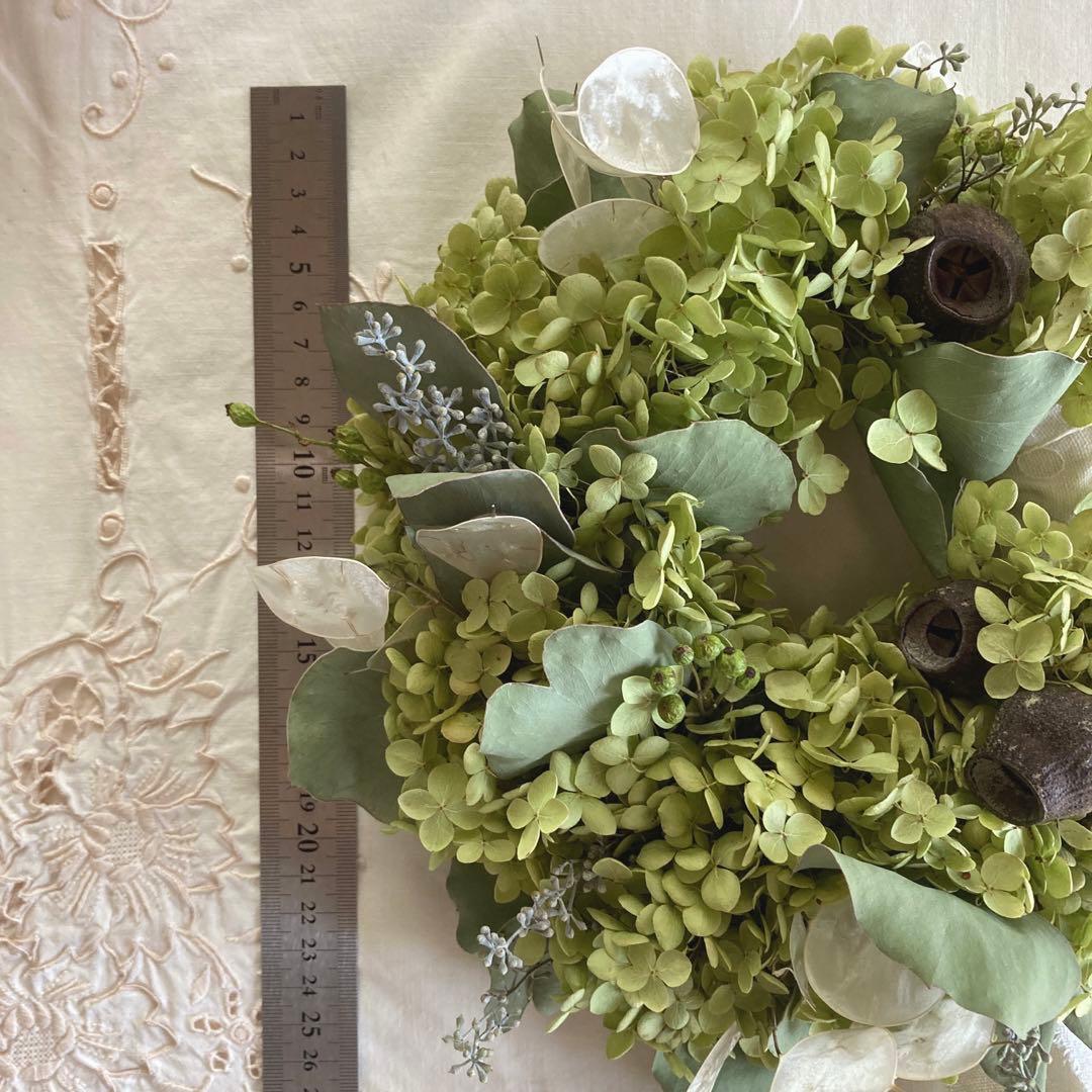 アナベルとルナリアの涼やかグリーンリース (26cm) 普通郵便