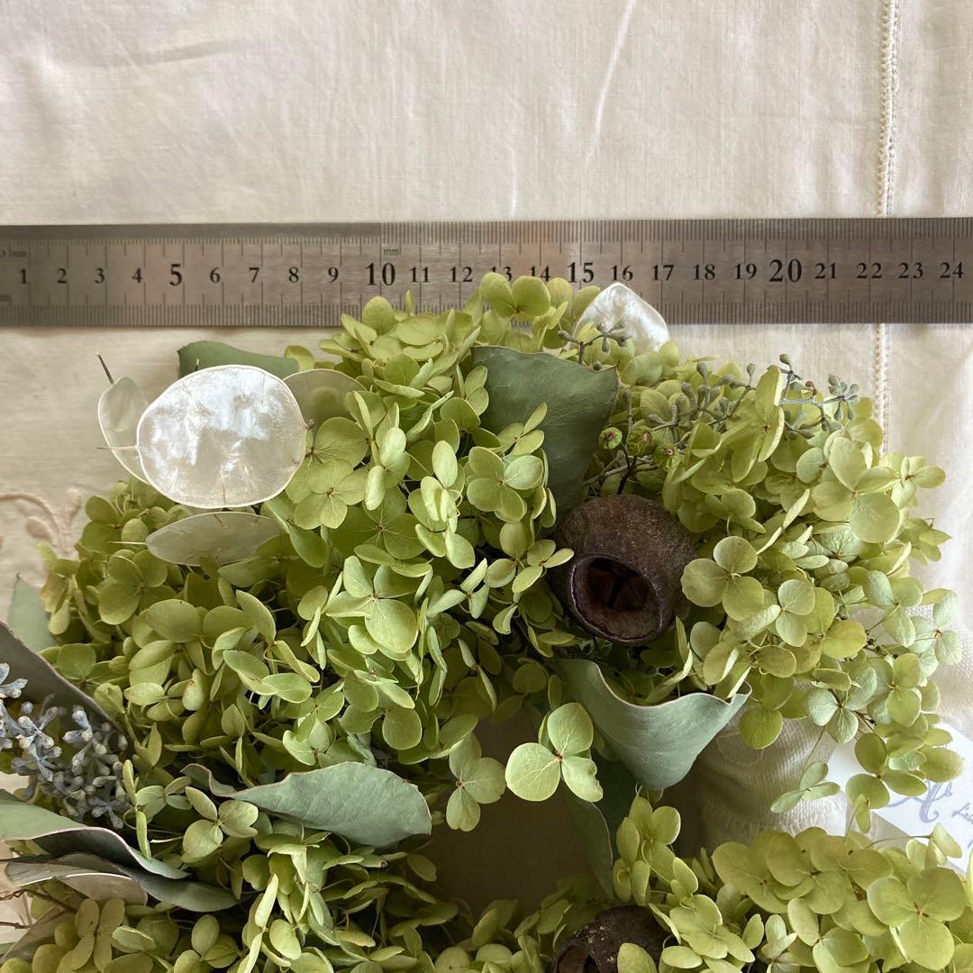 アナベルとルナリアの涼やかグリーンリース (26cm) 普通郵便