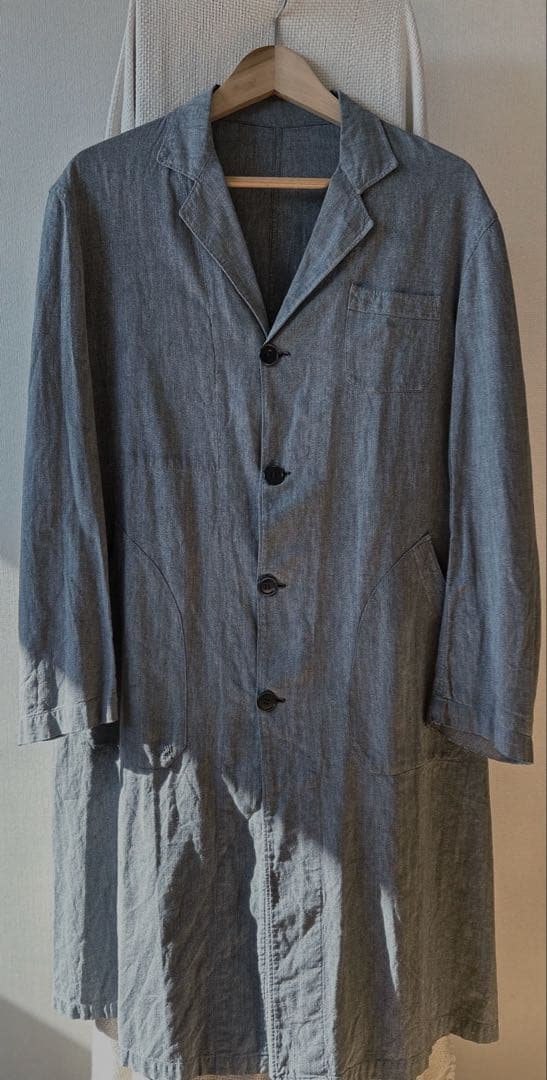 40s 50s フレンチワーク ブラックシャンブレー 平織りアトリエコート