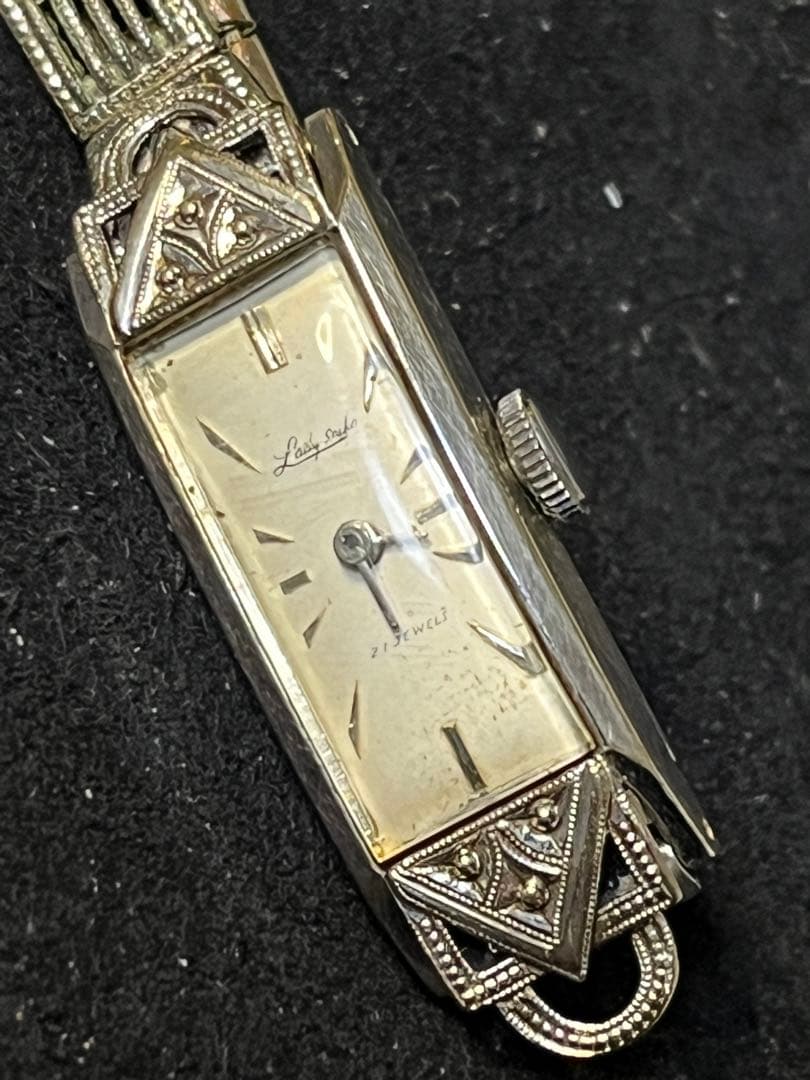 ★ 稼働品 アンティーク 14KWG Lady SEIKO レディース 腕時計