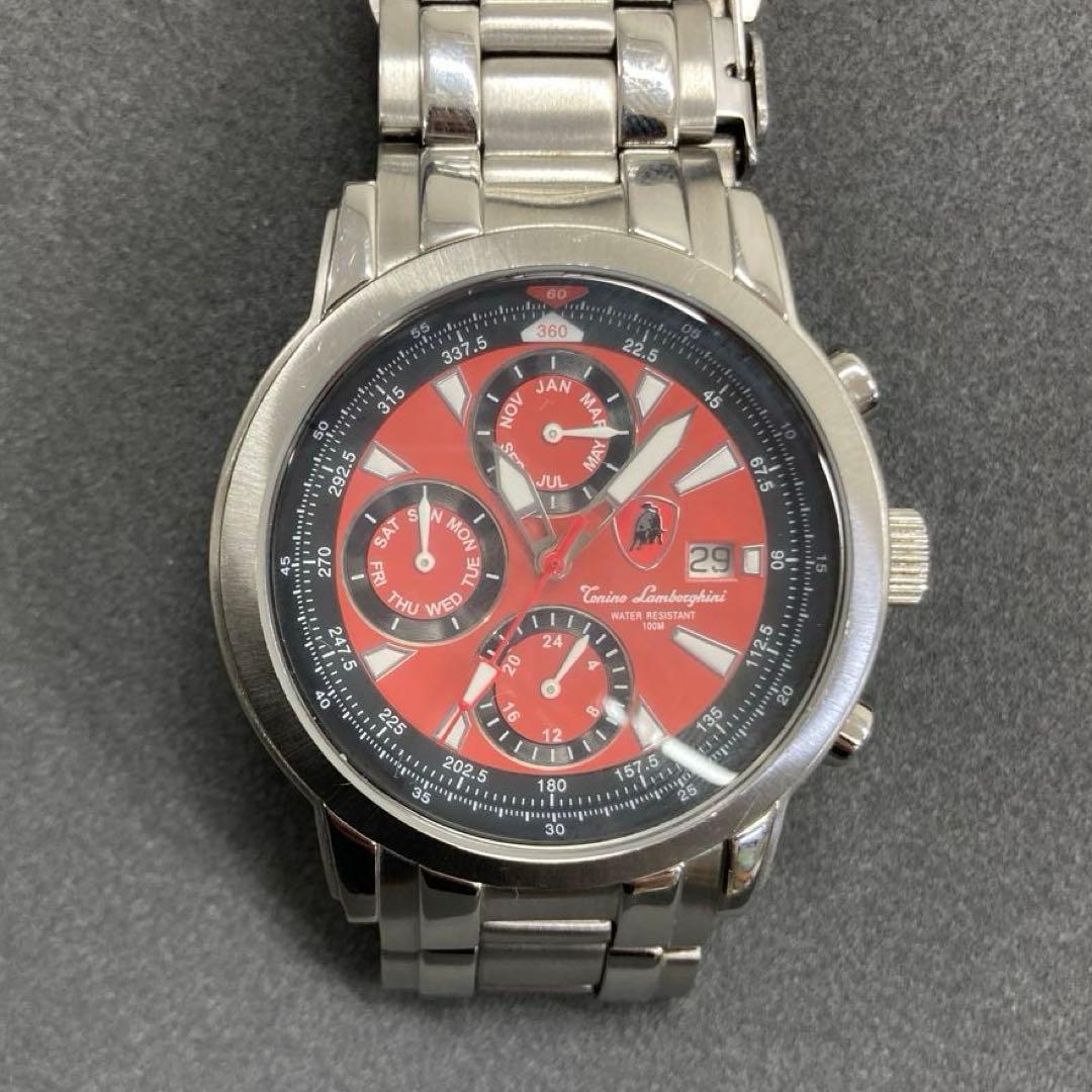 トニーノランボルギーニ 腕時計 レッド／ブラック クロノグラフ