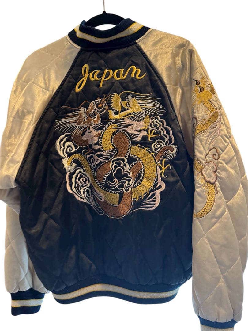 【クリーニング済】スカジャン 刺繍　飛有棲屯 漢字タグ Houston