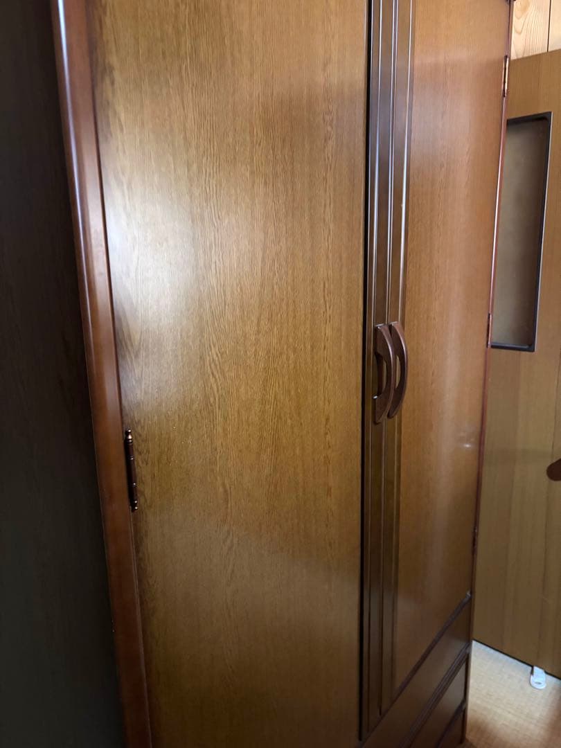 木製ワードローブ 洋服収納 クローゼット ハンガーパイプ付き