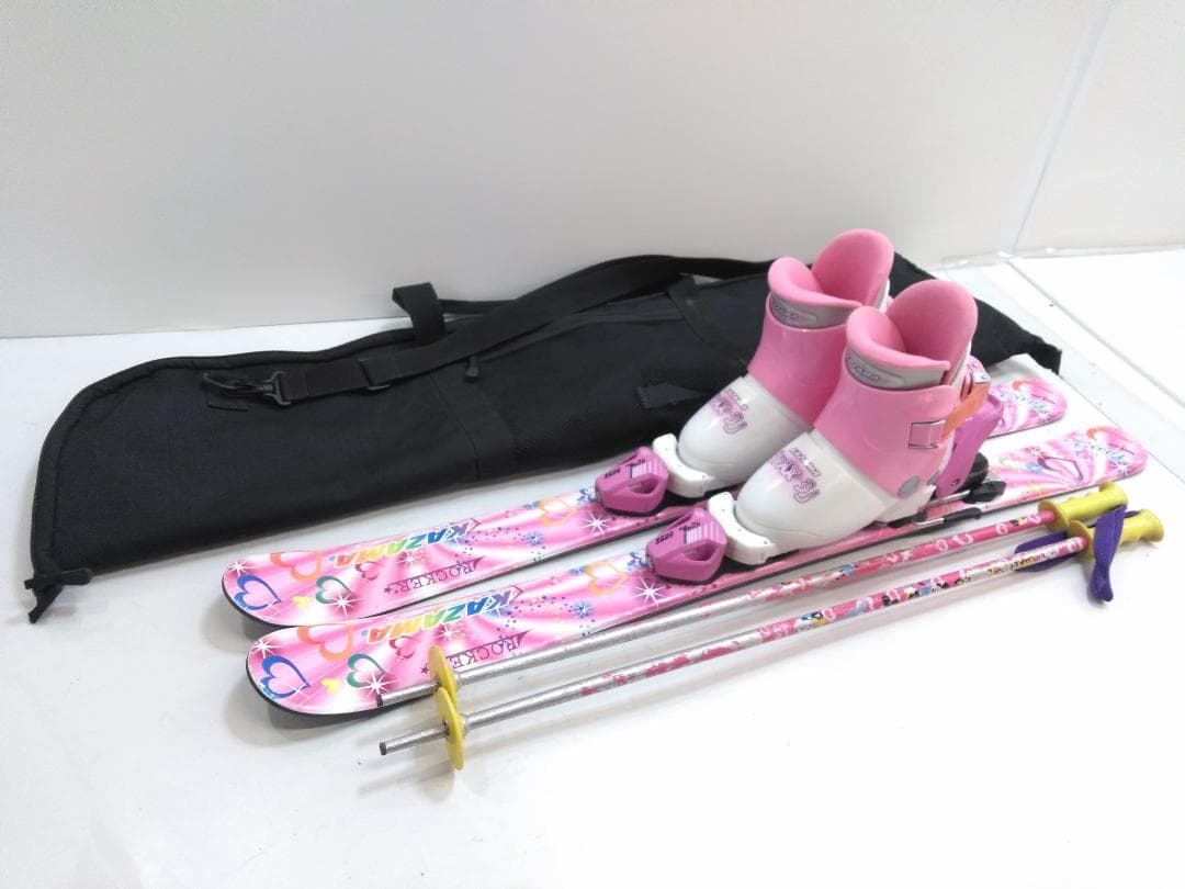 女の子 ジュニアスキー5点セット カザマ 96cm ブーツ 18cm ◇