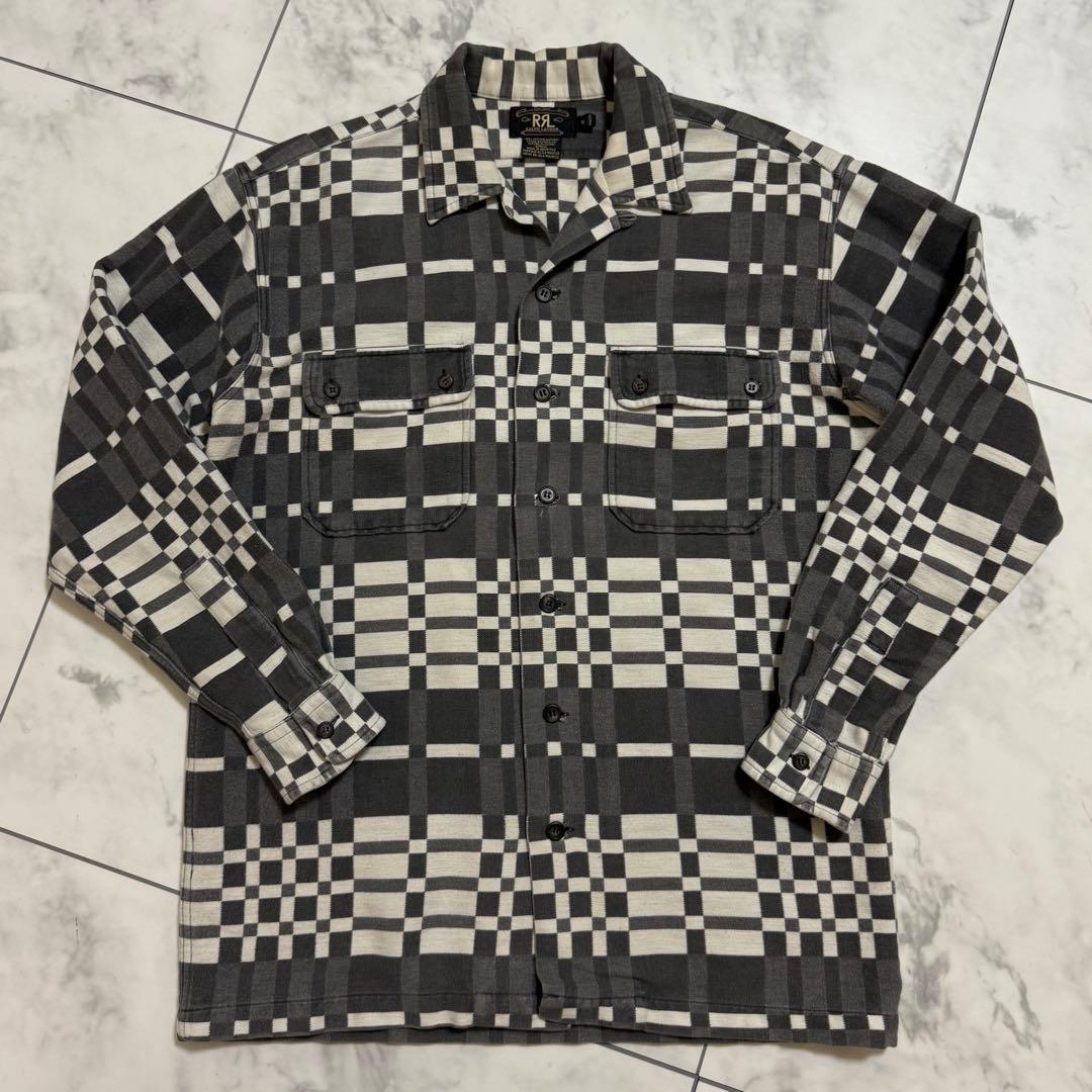 古着 90s RRL ダブルアールエル 三ツ星タグ オープンカラー シャツ