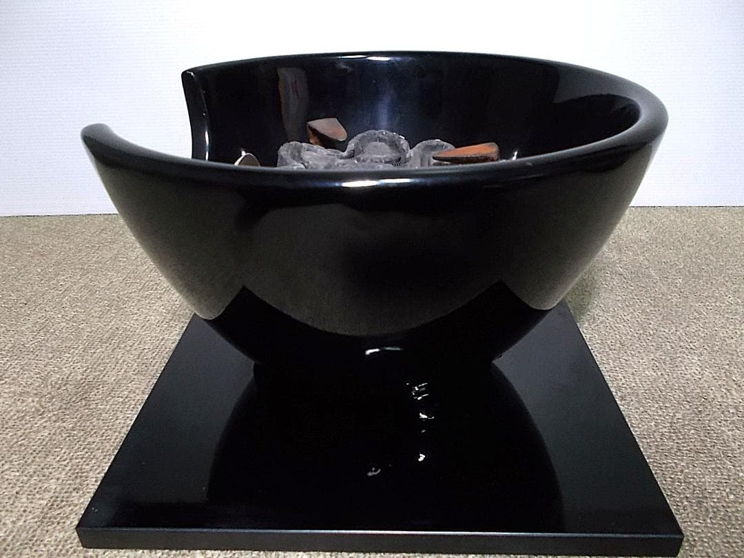 茶道具 風炉型野々田電熱器 黒真塗 茶釜 送料込み