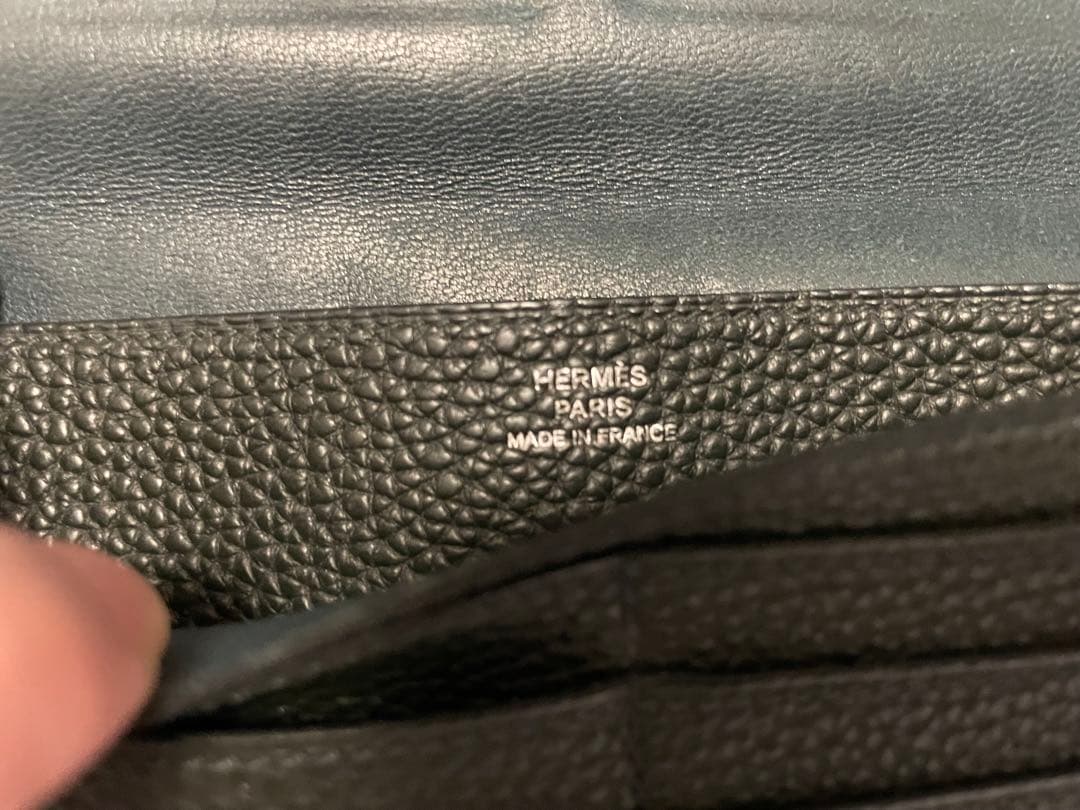 HERMES エルメス　ドゴンロング　長財布　レザー　ネイビー　男女兼用