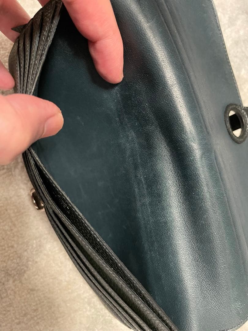 HERMES エルメス　ドゴンロング　長財布　レザー　ネイビー　男女兼用