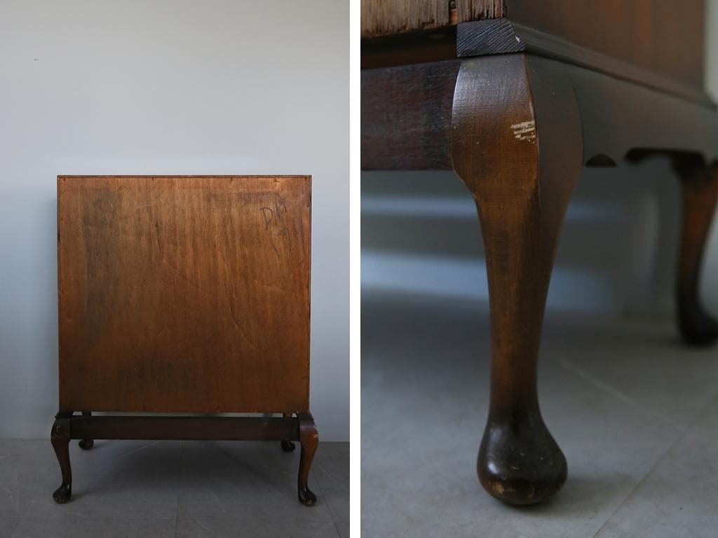 英国アンティーク猫脚ライティングビューロー/木製デスク/勉強机チェスト91-56