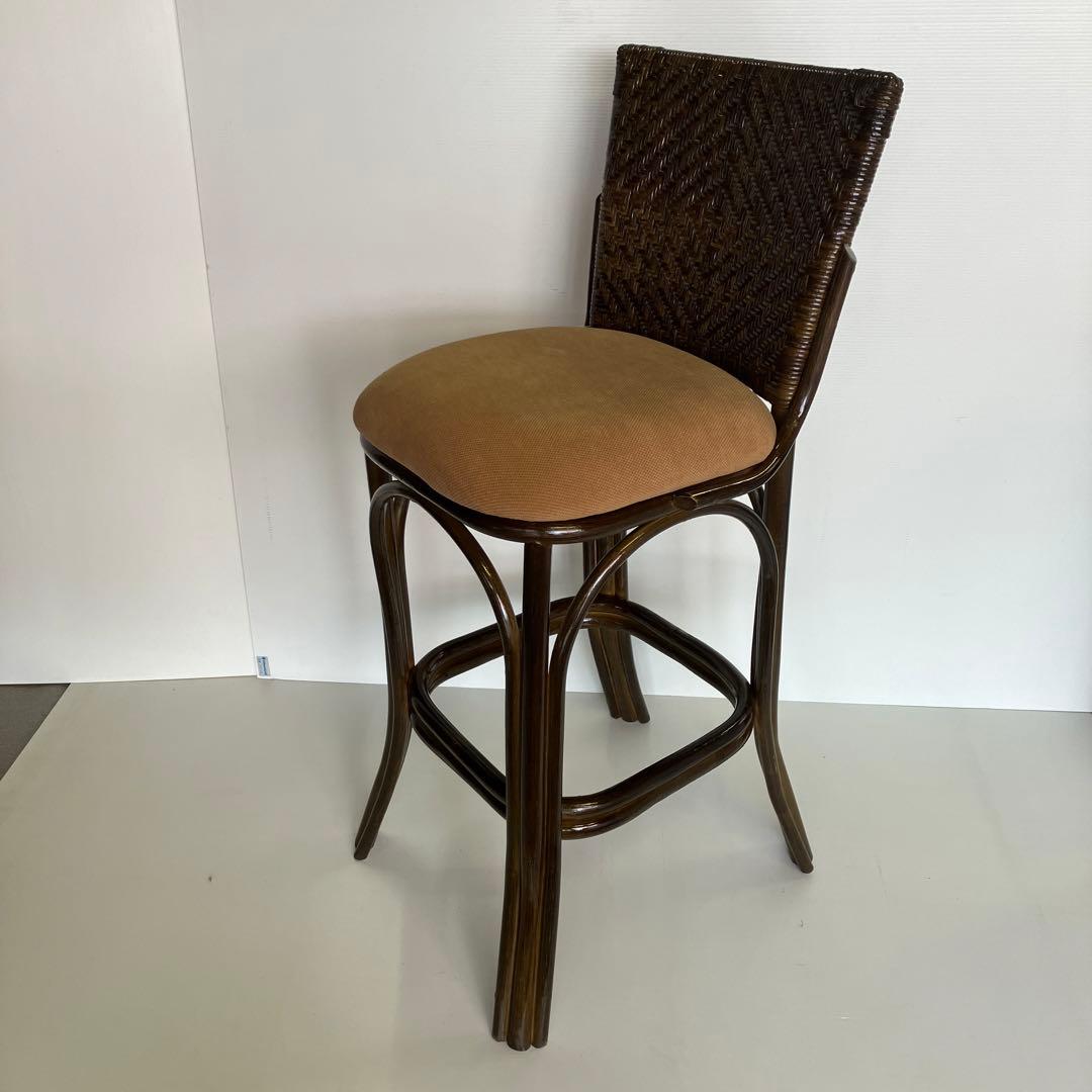 ラタン　籐　カウンターチェアー　2脚組　新品未使用品 地域限定送料無料品