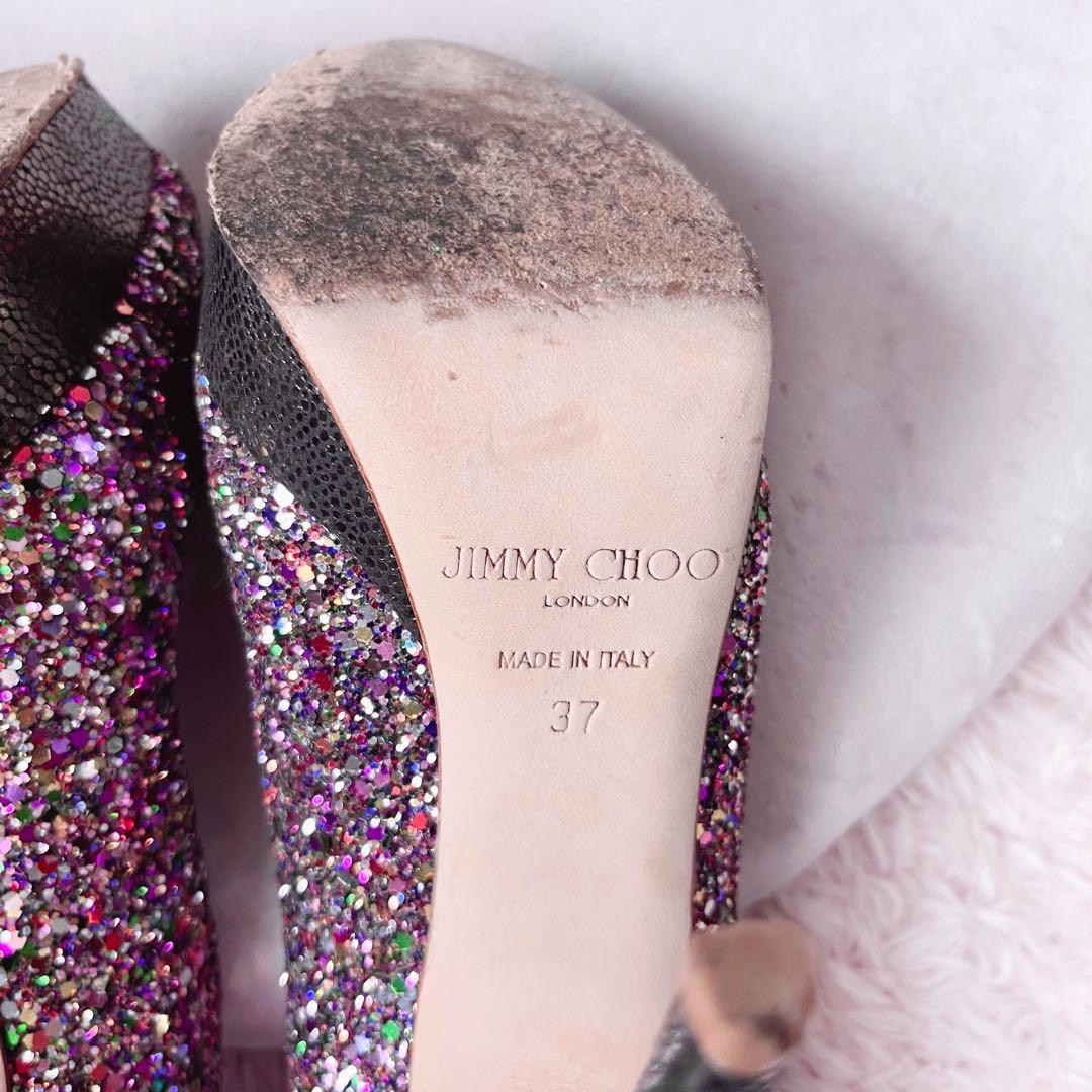 ジミーチュウ ラメ グリッター パンプス ハイヒール ピンク 24cm 37