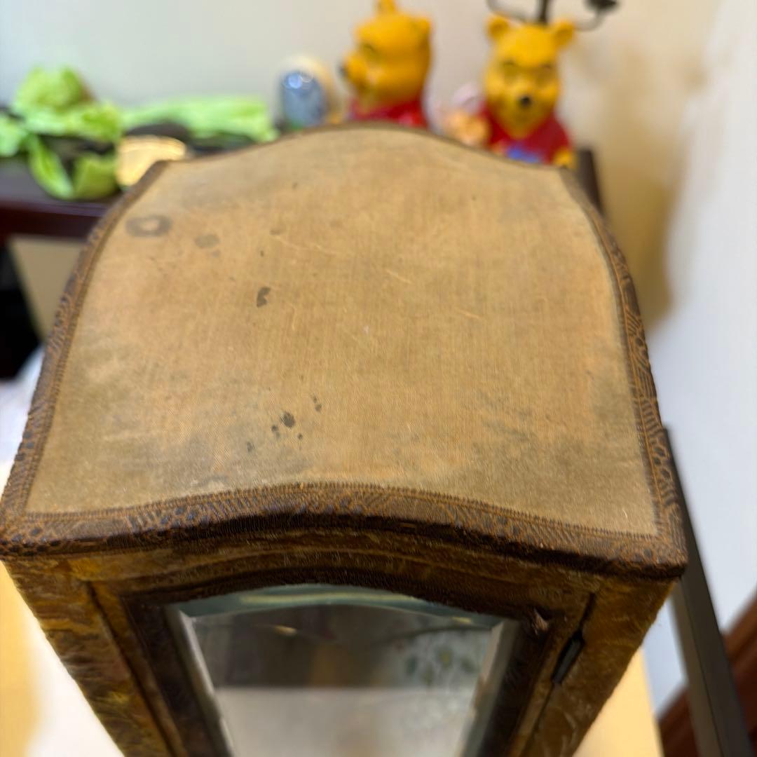 大正〜昭和初期 卓上ガラスケース 布張り 飾り棚 レトロ アンティーク