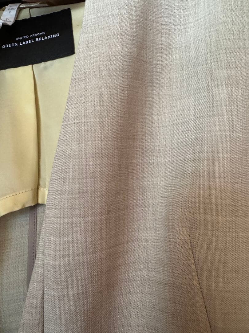 グリーンレーベル　カチリラ　セットアップ　ノーカラー　パンツスーツ　ライム　38