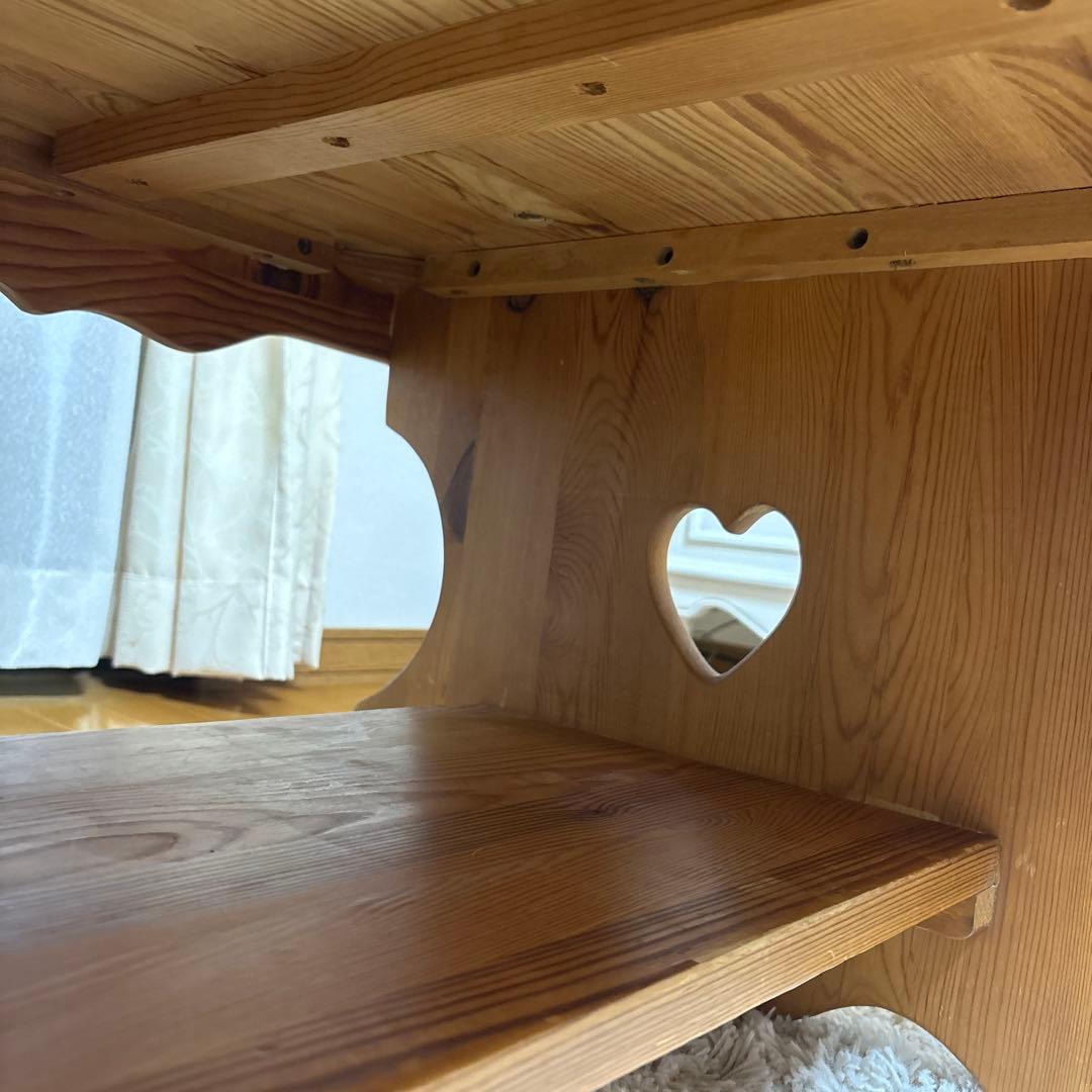 カントリー ハート型のくり抜きローテーブル　コーヒーテーブル