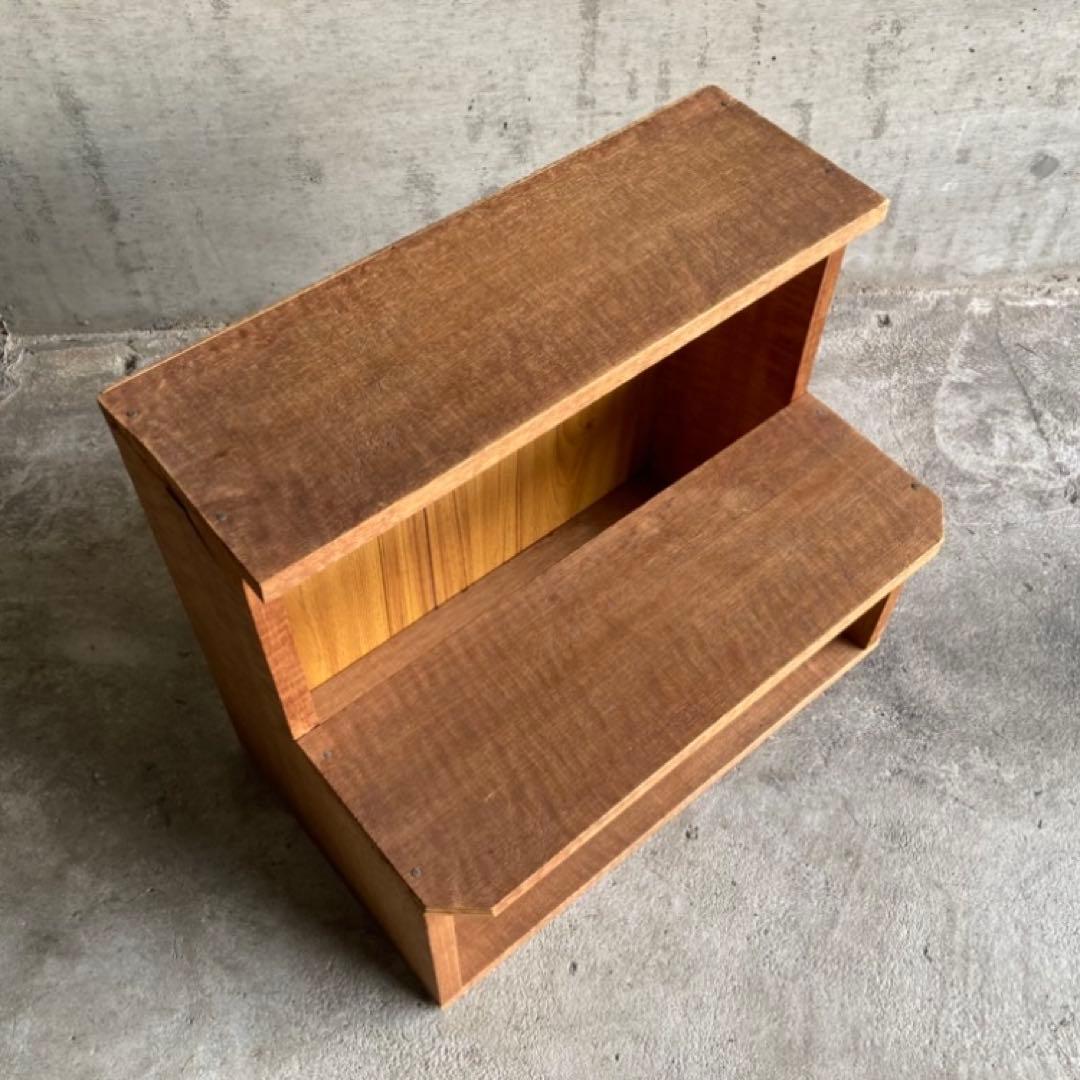 木製 ラック キャビネット 飾り棚 置物台 花台 踏み台 2段 シャビー レトロ