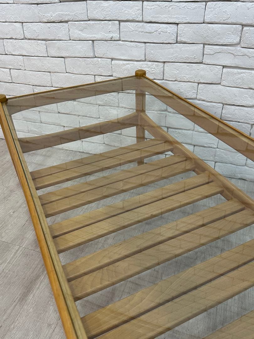 【marilog】ミッドセンチュリースタイル　ガラス　テーブル　机　北欧