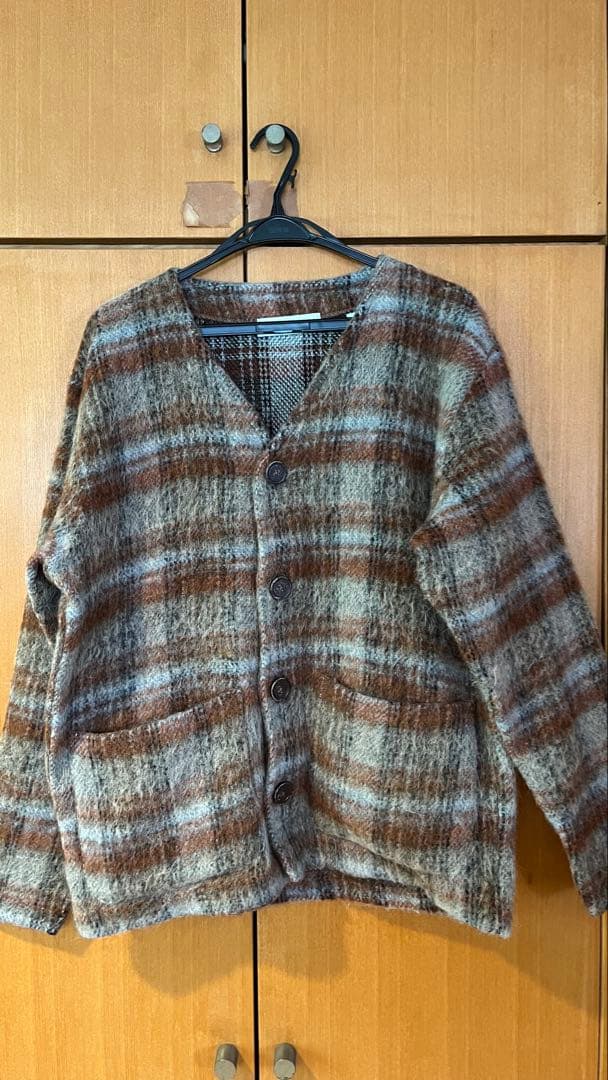 トップス OURLEGACY CARDIGAN Ament Check Mohair 44