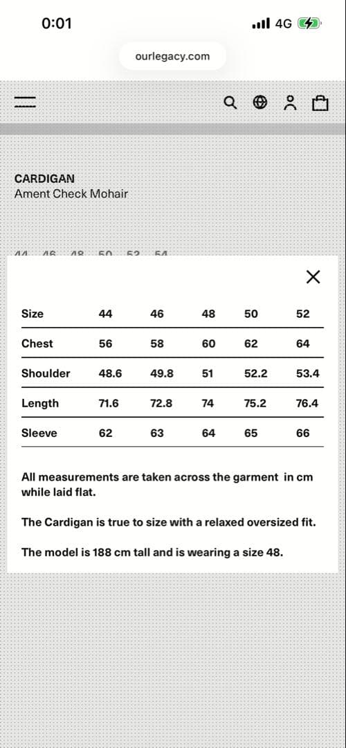 トップス OURLEGACY CARDIGAN Ament Check Mohair 44