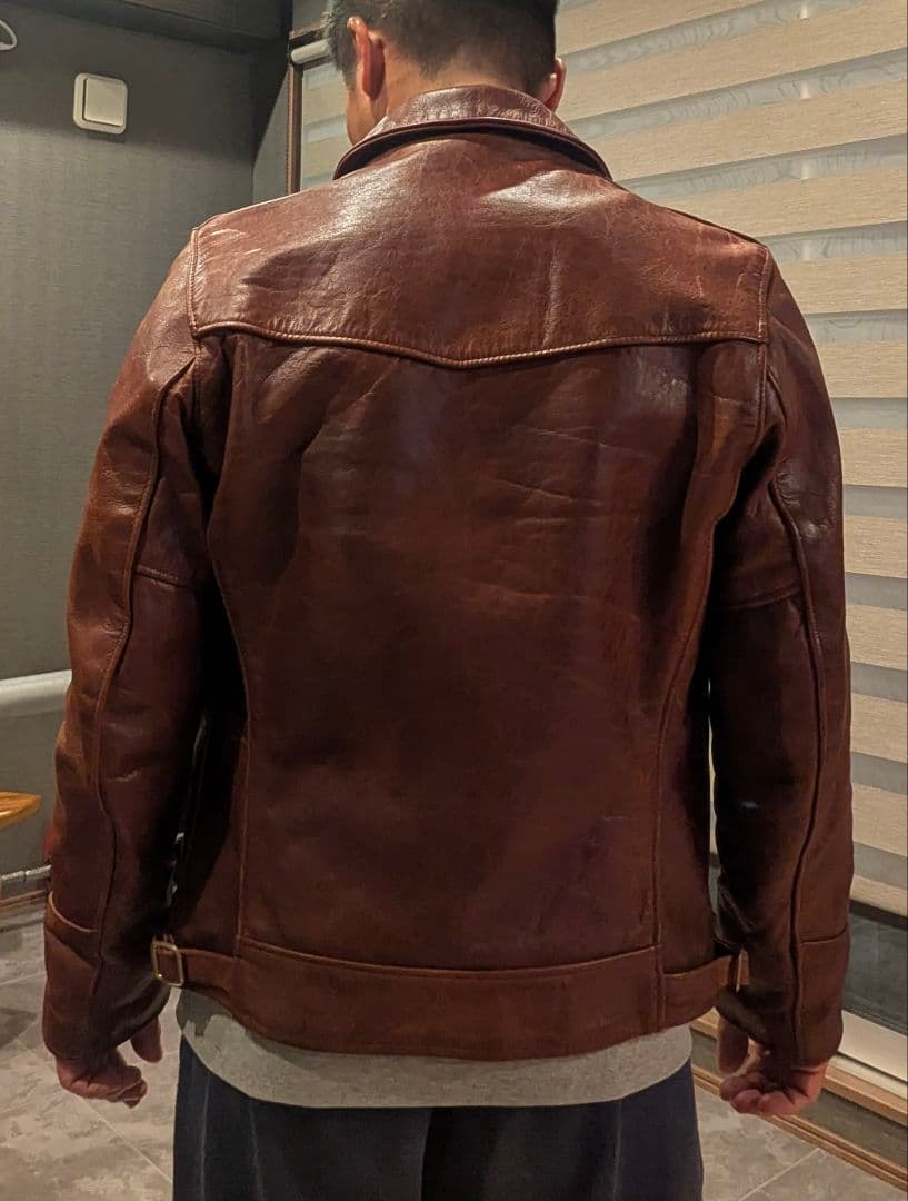 Schott レッドブラウンレザー ステアハイドトラッカージャケット サイズ34