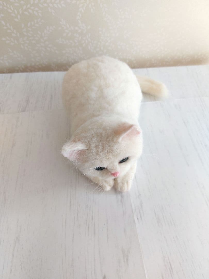 羊毛フェルト　白猫