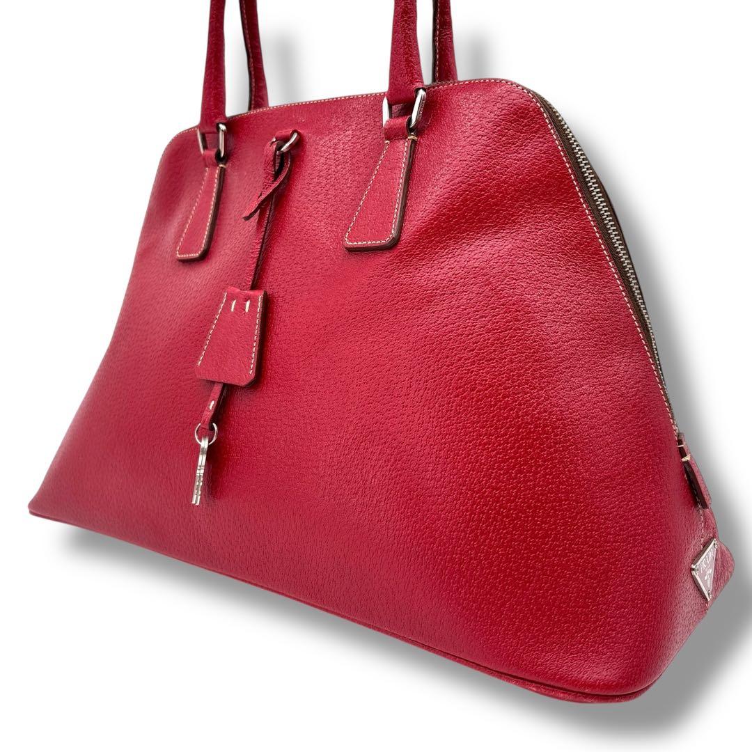【極美品】PRADA プラダ　ボーリングバッグ　鍵付き　カデナ　ボストンバッグ
