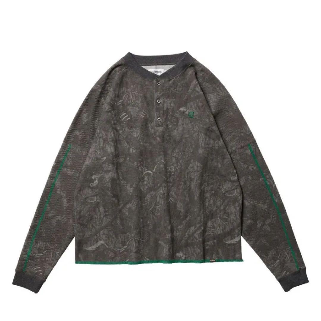 エビセン　SUSHI CAMO HENLEY NECK THERMAL ブラック