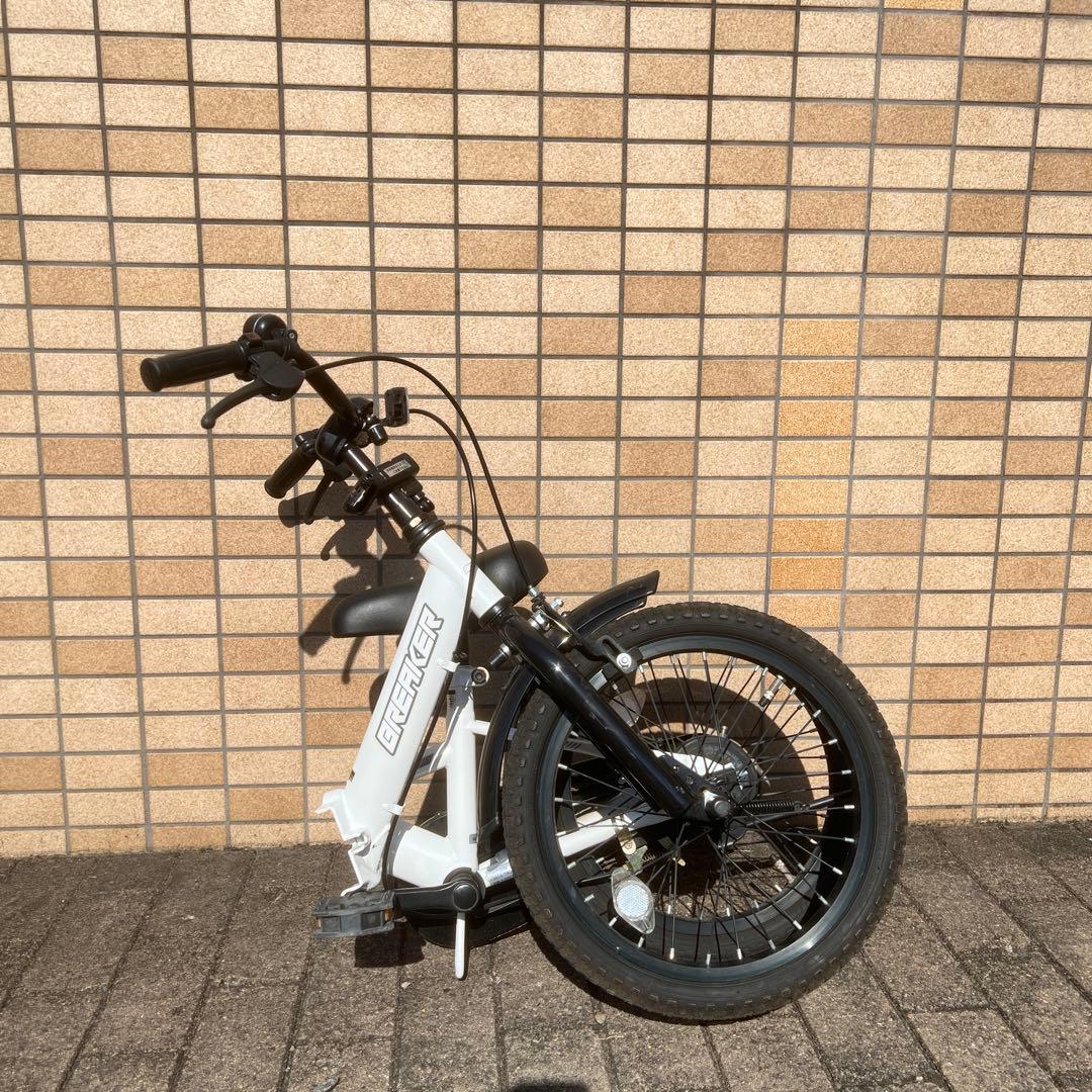 横浜市近辺お手渡し美品 折りたたみキッズ幼児自転車16インチ美品ヘルメット付き