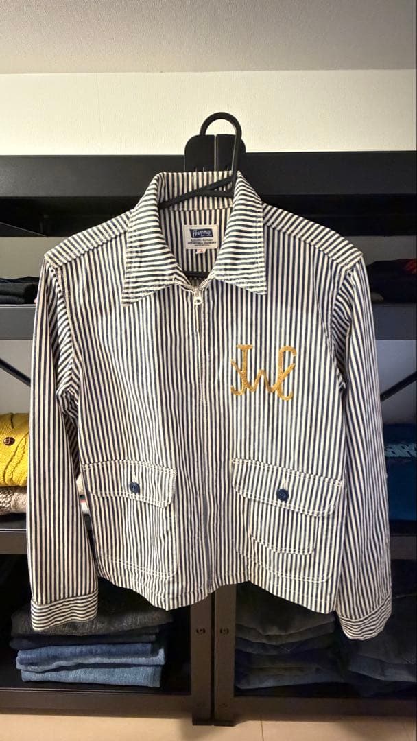 Pherrow's ワークジャケット　ヒッコリーストライプ 刺繍アメカジ