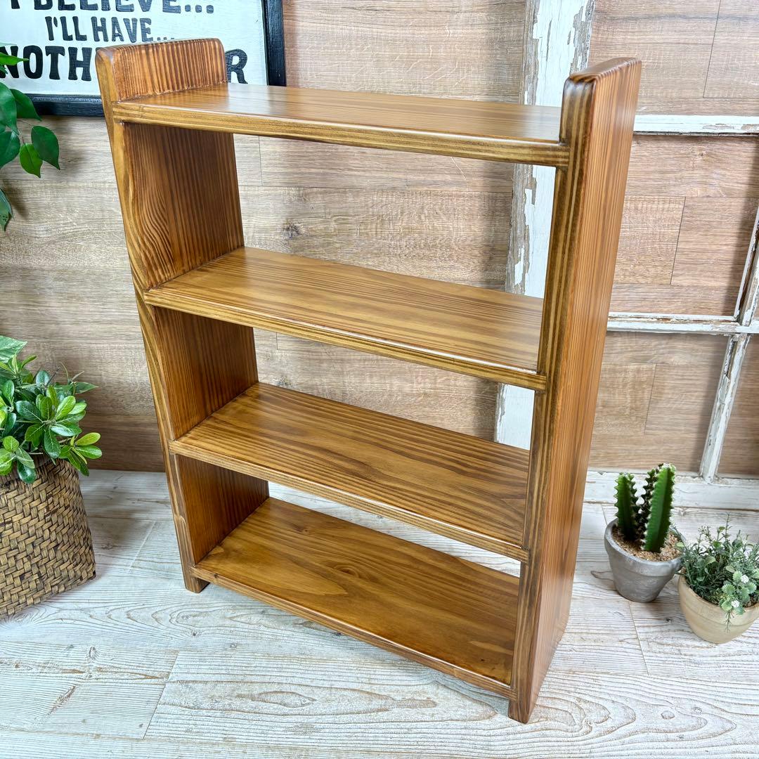 カントリー北欧パイン材四段ラックシェルフ（50㎝×70㎝）木製飾り棚調味料棚本棚