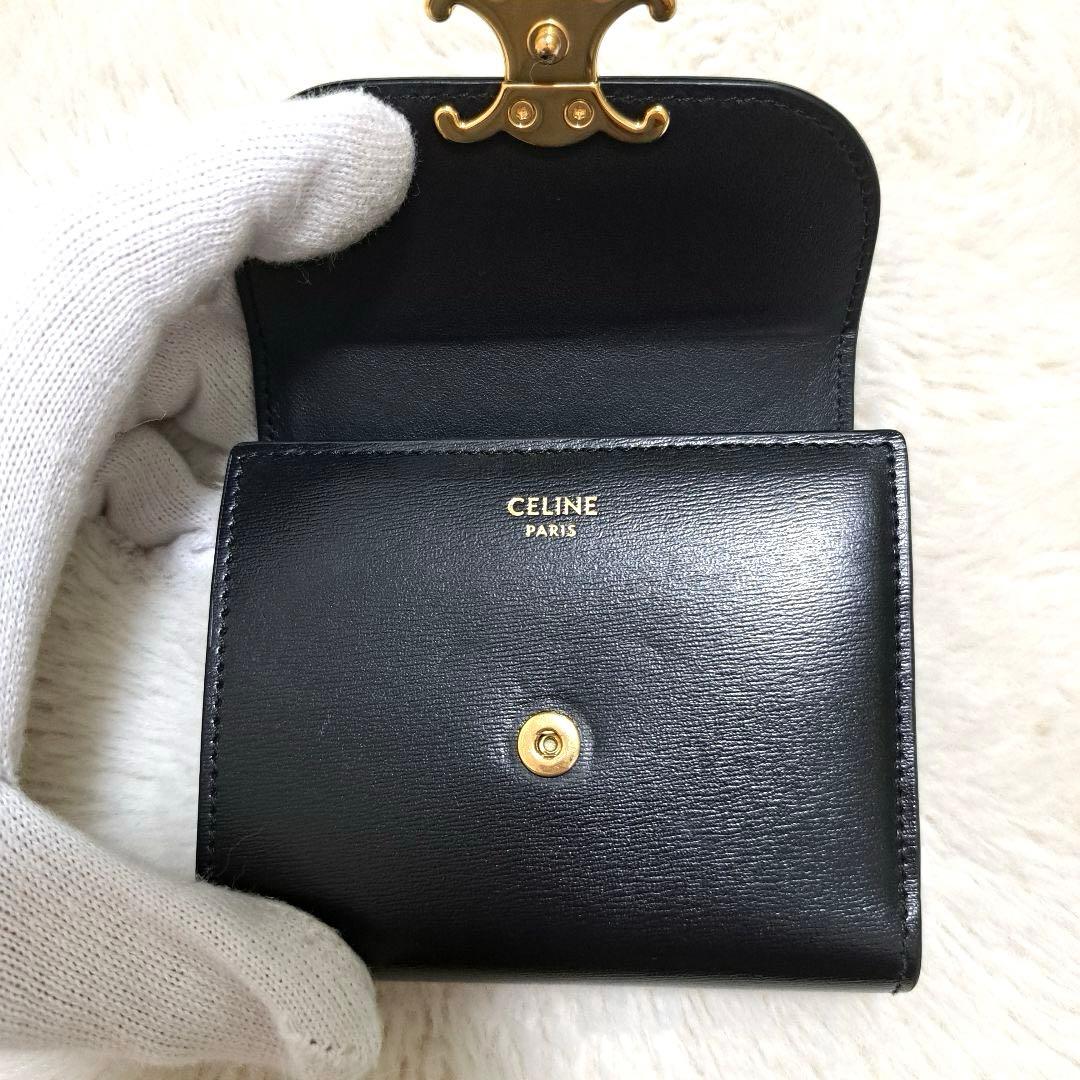 ✨未使用級　付属品完備✨セリーヌ　三つ折り　トリオンフ　シャイニーカーフスキン