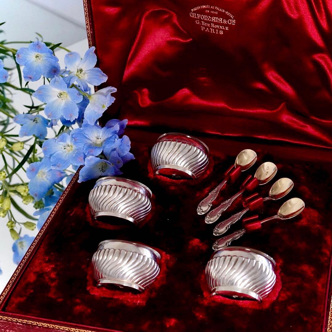 高貴★希少フランス アンティーク シルバー ソルト＆ペッパー 塩胡椒 調味料入れ