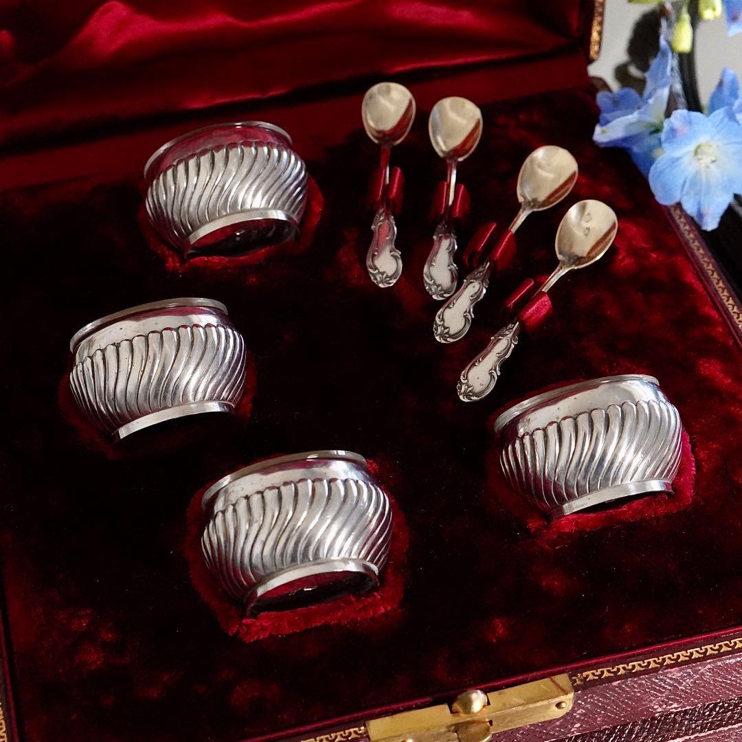 高貴★希少フランス アンティーク シルバー ソルト＆ペッパー 塩胡椒 調味料入れ