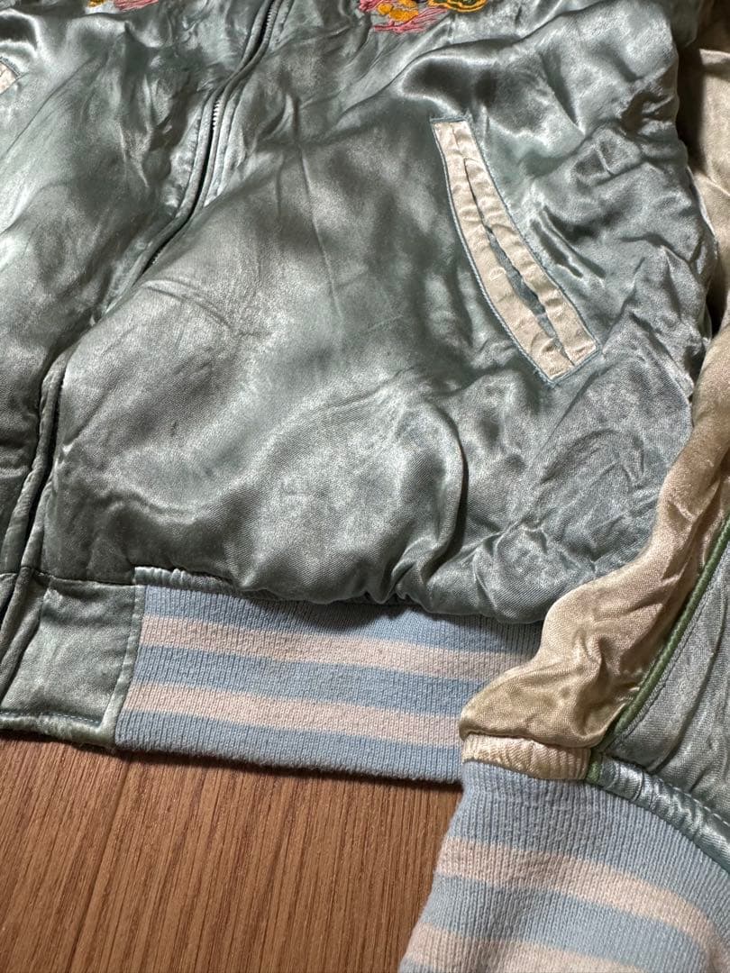 雰囲気抜群 AVIREX リバーシブル 別珍 サテン スカジャン ブラック M