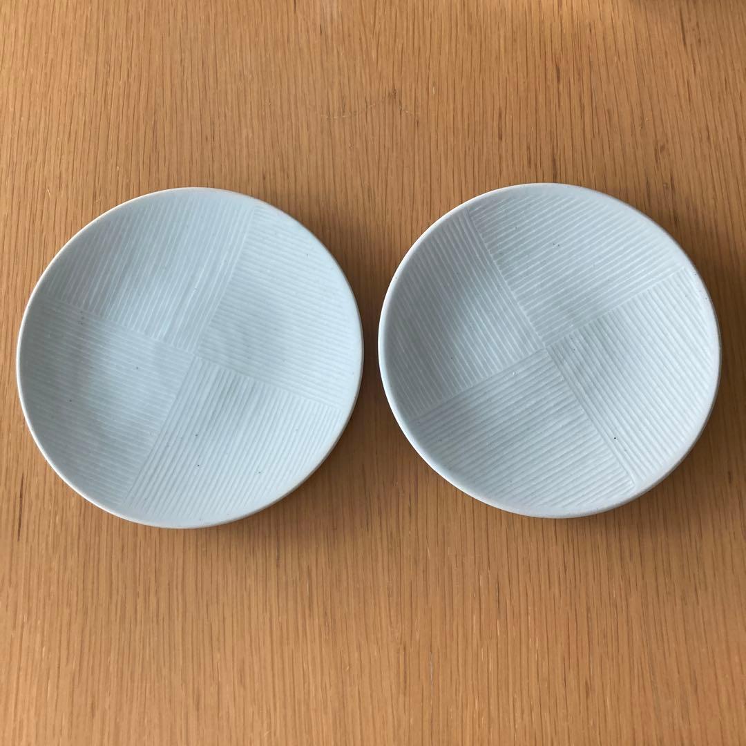 阿南維也さん　白磁鎬5.5寸皿　2枚セット