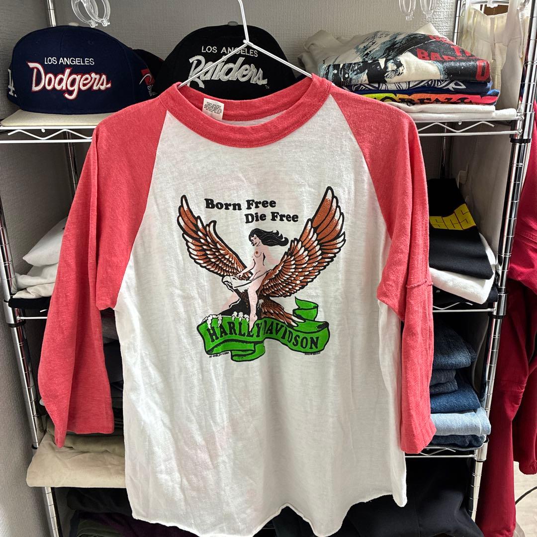 t*m様 80s HarleyDavidson ラグラン tシャツ ハーレーT