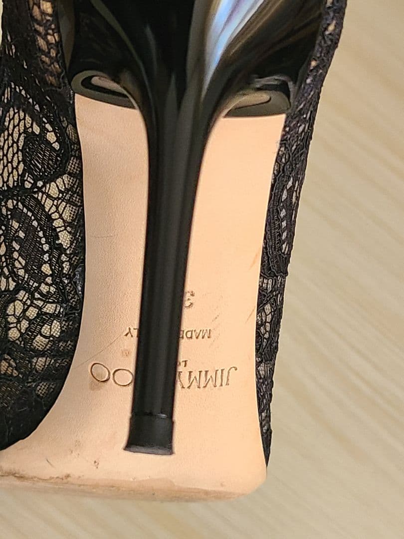 JIMMY CHOO　AGNES　ブラックレース　ハイヒール　24.5センチ美品