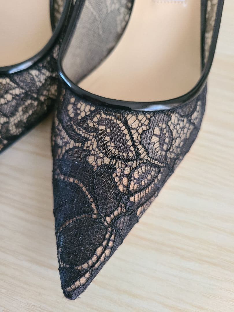 JIMMY CHOO　AGNES　ブラックレース　ハイヒール　24.5センチ美品